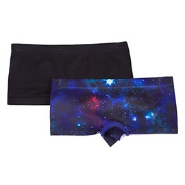 Fruit of the Loom Girls' Santoni Boyshort, 2-Pack, Galaxy/Black Hue, XL
