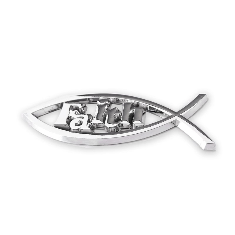 Jesus Fish Christian Car Emblem - Chrome Silver Fish Emblem
