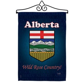 Breeze Decor Alberta Garden Flag Set Wall Hanger Canada Provinces Canadian Territories Region Country Particular Area House Decoration Banner Small Yard Gift Double-Sided, Made in USA