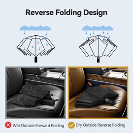 TECKNET Compact Strong Windproof Umbrella-Automatic Inverted Design for Rain&Wind, 210T Waterproof Canopy Portable Travel Umbrella FitsCar & Backpack, Lightweight Folding Umbrella for Men Women