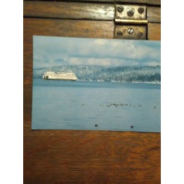 PACIFIC NORTHWEST WASHINGTON STATE FERRIES CHRISTMAS POST CARD FERRY IN  RICH PASSAGE  WASHINGTON