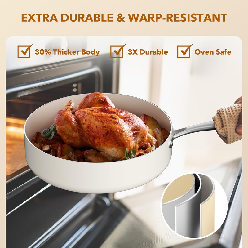 PekGema Ceramic Pots and Pans Set, 11 Pcs Cookware Set