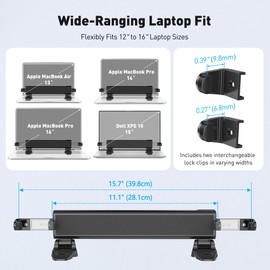 AboveTEK MacBook & Surface Laptop Locking Station with Combo Lock Cable, Anti Theft Folding Security Laptop Desk Mount, Adjustable & Portable, Fits 12"-16" Laptops/Notebooks, Black