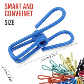 Riveda 30 Pack Assorted Chip Bag Clips Utility - PVC 2 Inch Coated Colorful Sealer for Sealing Food - Paper Holder, Clothesline Clip for Laundry Hanging, Kitchen Bags, Multipurpose Clothes Pins