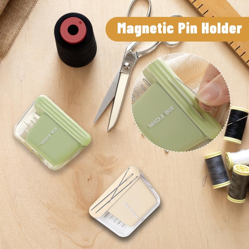 Sewing Needle Case 2Pcs, Plastic Magnetic Pin Holder Portable Travel