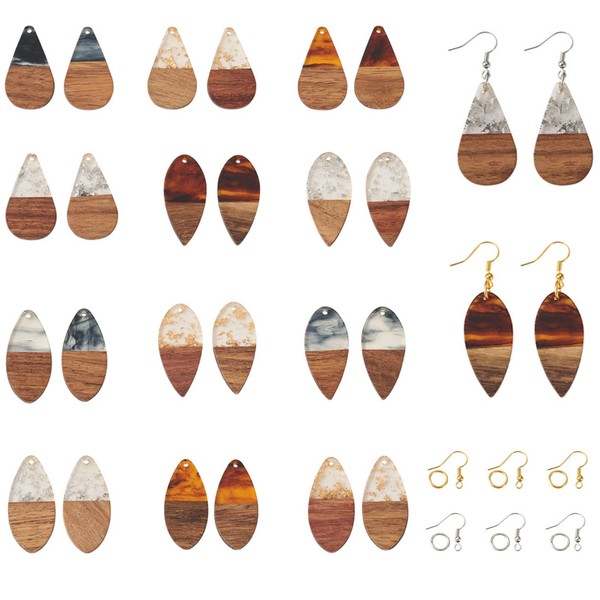 Crafans 24pcs Resin Teardrop Earrings Pendants for Jewelry Making Dangle