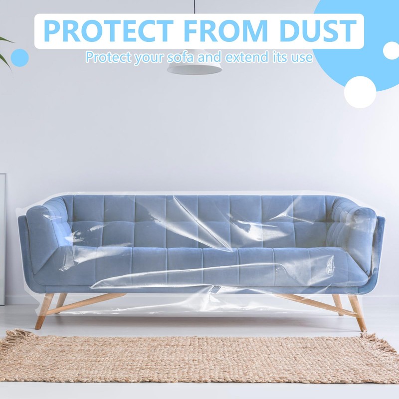 GOKENA Clear Thicker Couch Cover, Scratch Proof Plastic Furniture Covers,