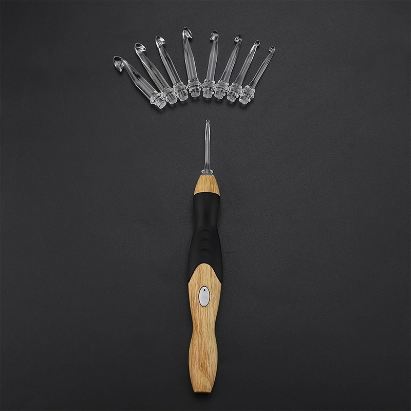 9 in 1 USB Rehargeable Light Up Digital Crochet Hooks,