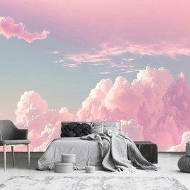 YQWDMX - Children 3D Pink Cloud Wallpaper for Kid's Room (Not Peel and Stick)