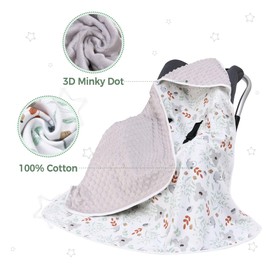 Miracle Baby Car Seat Blanket for Babies, Minky Dot Carseat Swaddle Blankets for Infants Newborn Boys and Girls (Koala)