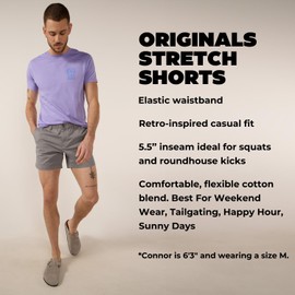 Chubbies Chino Shorts Men 5.5 Inch - Mens Shorts Casual with Elastic Waistband, Side and Back Pockets, Stretch Cotton Blend (Silver Linings, Medium)