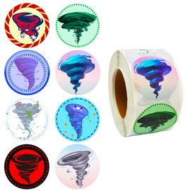 ATSMOICY 500 Pieces Tornado Labels Roll Stickers - Weather Themed Baby Shower Birthday Party Supplies Decorations Favors Dessert Chocolate Candy School Prizes Stickers