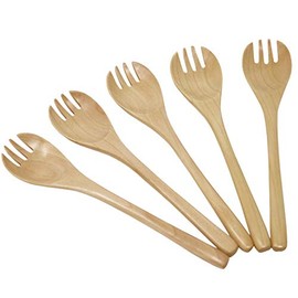 White House Wooden Fork Spoons, Set of 5, Length 173mm