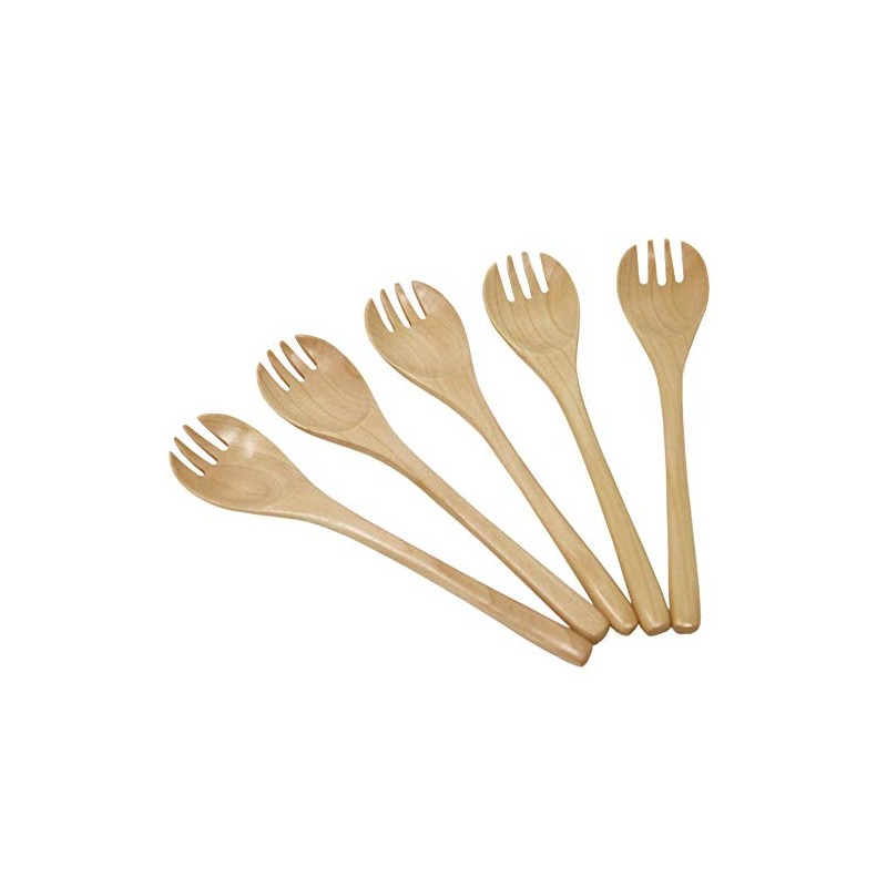 White House Wooden Fork Spoons, Set of 5, Length 173mm
