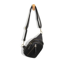 Joy Susan Skyler Sling Bag: Vegan Leather, Zippered Closure, Brass Plated Hardware, Black