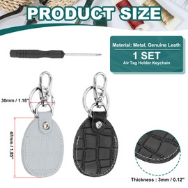 PATIKIL Leather Key Fob, 2 Pcs Genuine Leather Keys Cover RFID Key Fob Protector Air Tag Holder Keychain Case with Key Ring & Screwdriver for Car Key ID Key Cards Black/Light Blue