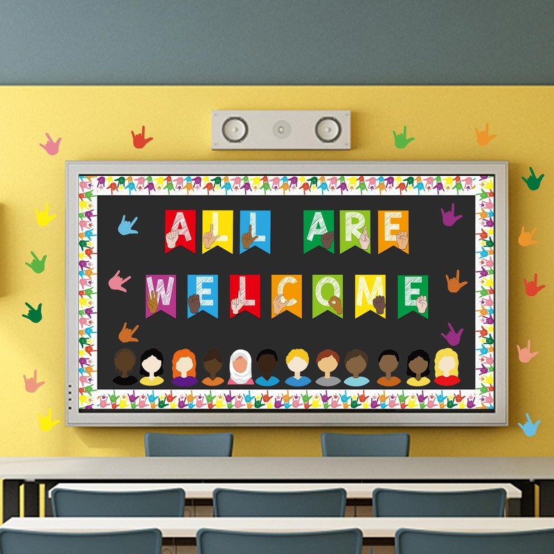 YIYDONG 67 ASL Welcome Bulletin Board Set - Classroom Flags