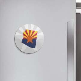 Unbranded Arizona USA State Map Flag | 4'' X 4'' Round Decorative Magnet