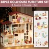 Lehoo Castle Wooden Dollhouse for Girls, Doll House with 5