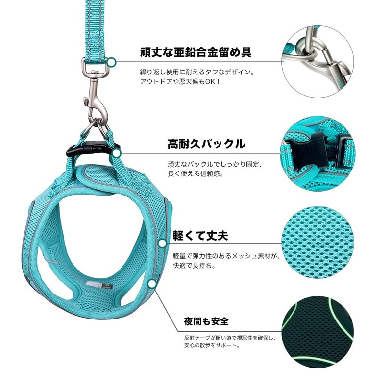 AIBPET Dog Harness with Leash for Small Dogs, Soft, Lightweight,