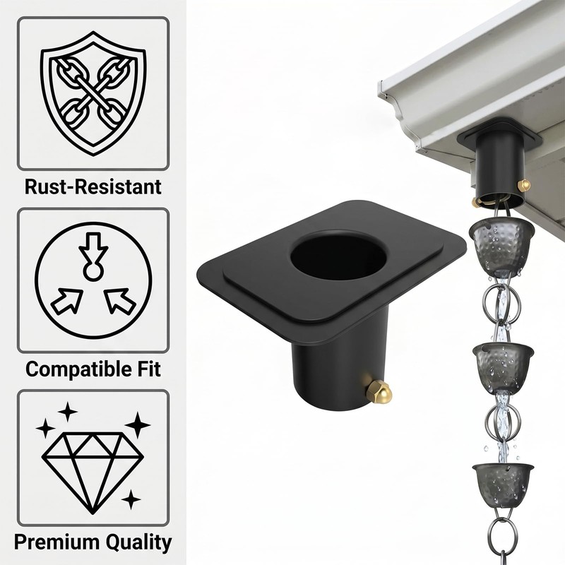 Demimy Rain Chain Gutter Adapter, 4 Pack, Black