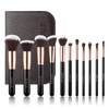 Noble Gold Makeup Brush 11 Piece Set With Brown Cosmetic
