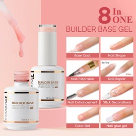 Nicedeco Builder Base Gel Nail Polish 2 Pcs 15ml Nude Pink Color Soak Off LED U V Gel Nail Kit Manicure DIY Home for Women