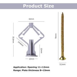 JOYOLA Pack of 50 Self-Drilling Plasterboard Dowels, Plasterboard Dowels Cavity Dowels with Screws and Butterfly Cavity Dowels Expansion Screw for Plasterboard Plasterboard Hollow Wall