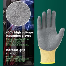 SAVECASH 2 Pair Insulated Gloves 400V High Voltage Electrician Gloves, Rubber Insulated Electrician Tools, Electrical Work Gloves for Men