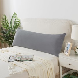 cretopwin Grey Body Pillow for Adults Shredded Memory Foam Long Pillow for Sleeping Firm Hug Pillows Removable Cover for Side and Back Sleepers Full Pillow with Gray Pillowcase