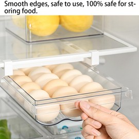 katmerio Fridge Organiser, Extendable Fridge Drawer Organiser, Fridge Storage Box, Fridge Box Organiser Drawer, Clear Container Food Drinks Eggs Fruit