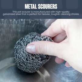 We Can Source It Ltd - Professional Quality Kitchen Cleaning Galvanized Metal Scourers for Grills, Barbeques, Pots, and Pans - 40g Metal Pot Scrubber - Pack of 10