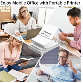 100 Sheets A4 Thermal Paper (Folded), 8.27x11.69' Thermal Paper(210 x 297 mm) for Portable Thermal Printer, Compatible with No Ink Printer, for Travel or Home Work, Printing Contract, Picture, etc
