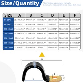 Glarks 40pcs 6/8/10/12/16/20/25mm Single Line Vinyl Coated Cable Clamps Set, Half Metal Wire Clamps, Half Rubber Cushioned Insulated Clamp for Tube Lines Wire Cord Installation