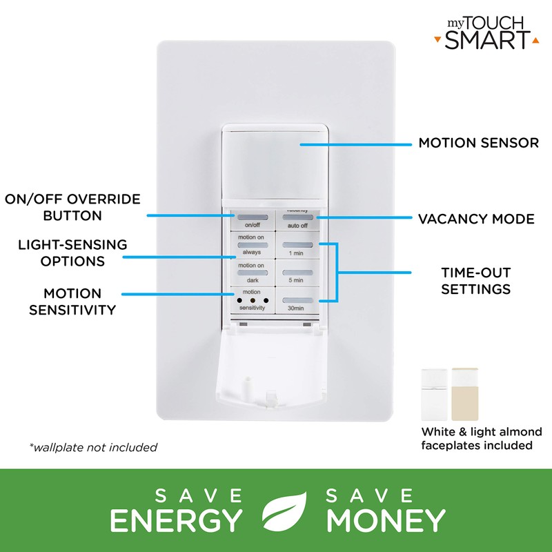 myTouchSmart 41381 Wall Motion Activated Timer, Simple-Set, Up to 30ft.