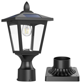 Solar Post Lights, 6000K Dusk to Dawn Solar Lamp Post Light with Pier Mount Base, Solar Post Lights Outdoor Waterproof for Garden Yard Landscape Pole Pillar, Outside Decorative Lamp(Cool White)