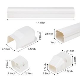 Kalkehay 3" W 7.5Ft L Mini Split Line Set Cover Air Conditioners PVC Decorative Lineset Cover Kit for Central AC, HAVC, Heat Pumps
