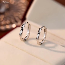 Talonia Hoop Earrings, Men's Ring Earrings, Simple 925 Silver, Hypoallergenic, Unisex, Unisex, 2 Pairs of Earrings, Popular, For Both Ears, Birthday, Christmas, Anniversary Gift, Silver Alloy Silver,
