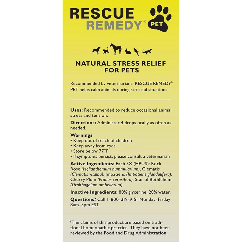 Bach Rescue Remedy Pet Dropper 20ml Natural Stress Relief