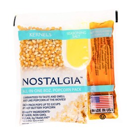 Nostalgia Movie Theater Style Popcorn Packets for Popcorn Machine, All-in-One Popcorn Kernels, Coconut Oil, Seasoning Salt, 8oz Packs, 24 count