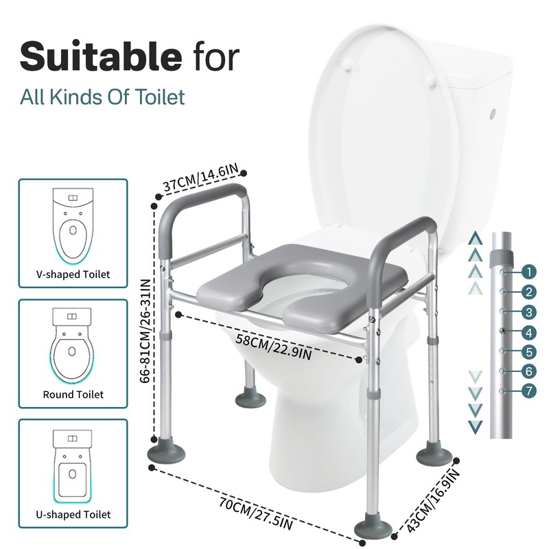 Eosprim Toilet Seat Risers for Seniors Elongated, Raised Toilet Seat
