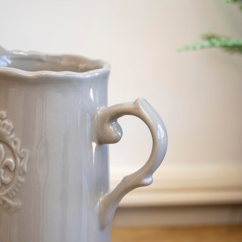 Fleur De Lis Jug Vase Ceramic French Country Shabby Chic