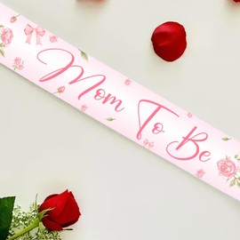 Bow Baby Shower Decorations for Girl Mom to Be Sash Floral Welcome Baby Decorations Floral Pink Bow Baby Shower Sash for Ideal Gender Reveal, Baby Shower, Welcome Baby, Mom to Be or Baby Sprinkle Gift