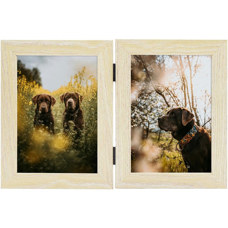 Frametory, 5x7 Double Picture Frame Hinged 2 Photos Frame Collage,
