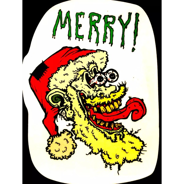 RAT FINK STICKER "MERRY CHRISTMAS MAN" 2 3/4 X 3