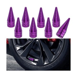 Zpana Spiked Shape Car Tire Valve Stem Cap, 8PCS Aluminum Alloy Dustproof Vehicle Wheel Tyre Valve Stem Cover, Auto Rim Valve Stem Protection Accessories, Universal for SUV Sedan Truck (Purple)