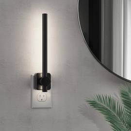 L LOHAS LED Night Light, 2 Pack Dimmable Night Lights Plug into Wall 0-200LM, Dusk to Dawn Sensor, 2W Bathroom Night Lights, Daylight 5000K, Modern Black Plug in Nightlight for Mirror Restroom