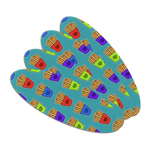 Colorful French Fries Pattern Double-Sided Oval Nail File Emery Board