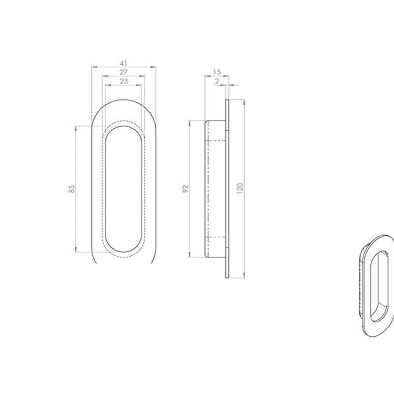 2 Pack | Low Profile Recessed Flush Pull- 120 x