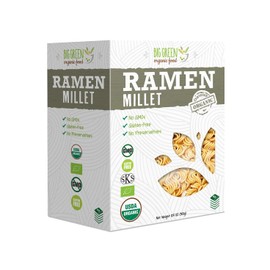 Big Green Organic Food- Organic Millet Ramen, Gluten-Free, Lectin-Free, Non-GMO, Vegan, Wheat and Rice Alternative (2.11 Ounce (25 Pieces))